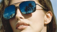 Woman palm trees faces sunglasses brunettes models emily 