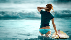 Woman panties ass wet