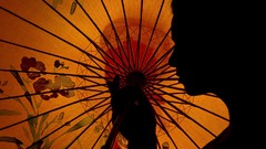 Woman paper Umbrellas Profile silhouettes