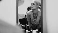 Woman Paris Hilton monochrome grayscale