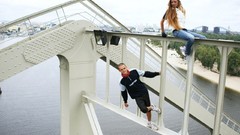Woman parkour Bridges