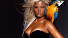 Woman Parrots macaw blondes fashion photography tan lines