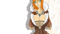 Woman PC white background pc games green eyes the witcher the 