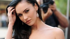 Woman photographer Celebrity Megan Fox faces Actress earrings 