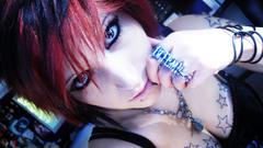 Woman piercings faces