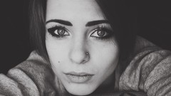 Woman piercings grayscale