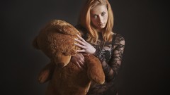 Woman piercings teddy bears stuffed animals necklaces