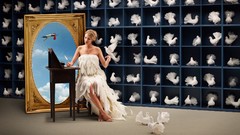 Woman Pigeons surreal