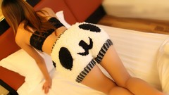 Woman pillows on all fours