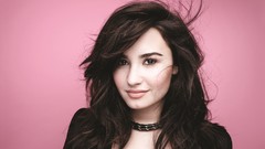 Woman pink background Actress demi lovato brunettes singers