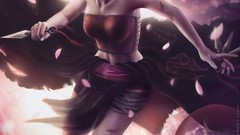 Woman pink hair flower petals haruno sakura naruto shippuden