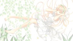 Woman pink hair long hair barefoot anime girls hazuki