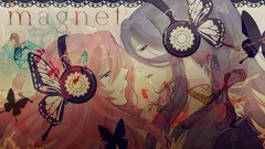 Woman pink hair long hair blue eyes vocaloid megurine luka