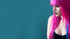 Woman pink hair long hair Kelly Eden