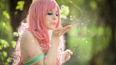 Woman pink hair models