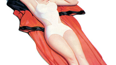 Woman pinups barefoot