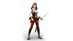 Woman pirates white background