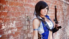 Woman pistols brunettes assassins creed 3 cleavage cosplay 