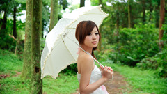 Woman Plants asians Umbrellas
