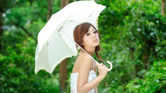 Woman Plants asians Umbrellas