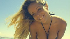 Woman Portugal Beaches blondes smiling long hair cleavage bikini