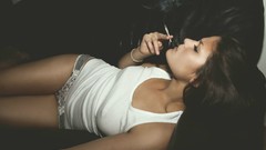 Woman pot marijuana legs smoking panties nipples through 