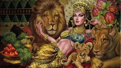 Woman Princess Lions bra black hair