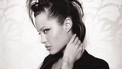 Woman Profile Angelina Jolie monochrome Actress brunettes hands 