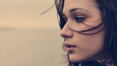 Woman Profile faces models hair in face