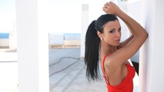 Woman Profile faces tattoos brunettes models Ashley Bulgari