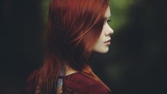 Woman Profile faces tattoos green eyes redheads suicide girls 