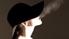Woman Profile hats smoking sunlight models