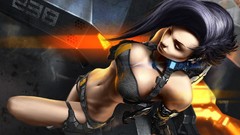 Woman punk brunettes digital art