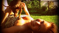 Woman Puppies blondes smiling brunettes models cleavage