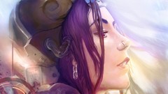 Woman purple hair artwork