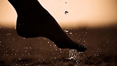 Woman rain feet silhouettes