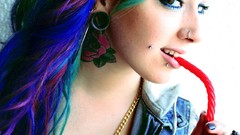 Woman rainbow hair