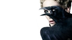 Woman raven white background blondes charlize theron Photo 