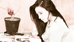 Woman reading brunettes