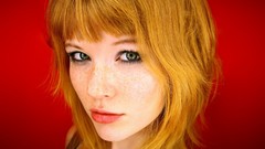 Woman red background faces mia sollis redheads minimalistic W4B 