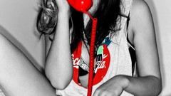 Woman red coca-cola selective