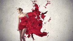 Woman red dress