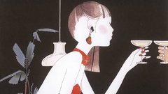 Woman red dress artwork