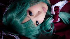 Woman red dress asians oriental green hair touhou kagiyama hina 