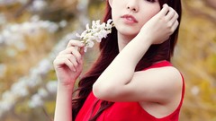 Woman red dress asians Viet Nam