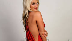 Woman red dress blondes