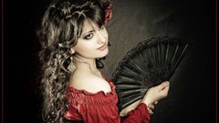 Woman red dress brunettes