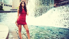 Woman red dress brunettes models