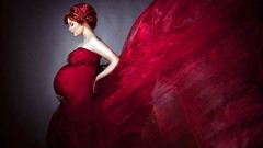 Woman red dress brunettes redheads pregnant