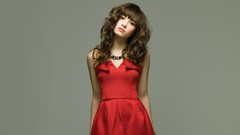 Woman red dress demi lovato singers
